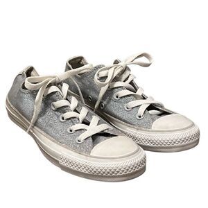 CONVERSE Silver Chuck Taylor All Star Silver Metallic Low Top Canvas Sneaker 5.5
